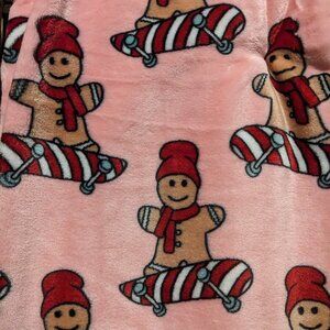 Skateboarding Gingerbread Oversized Velvet Plush Throw Blanket Christmas Holiday